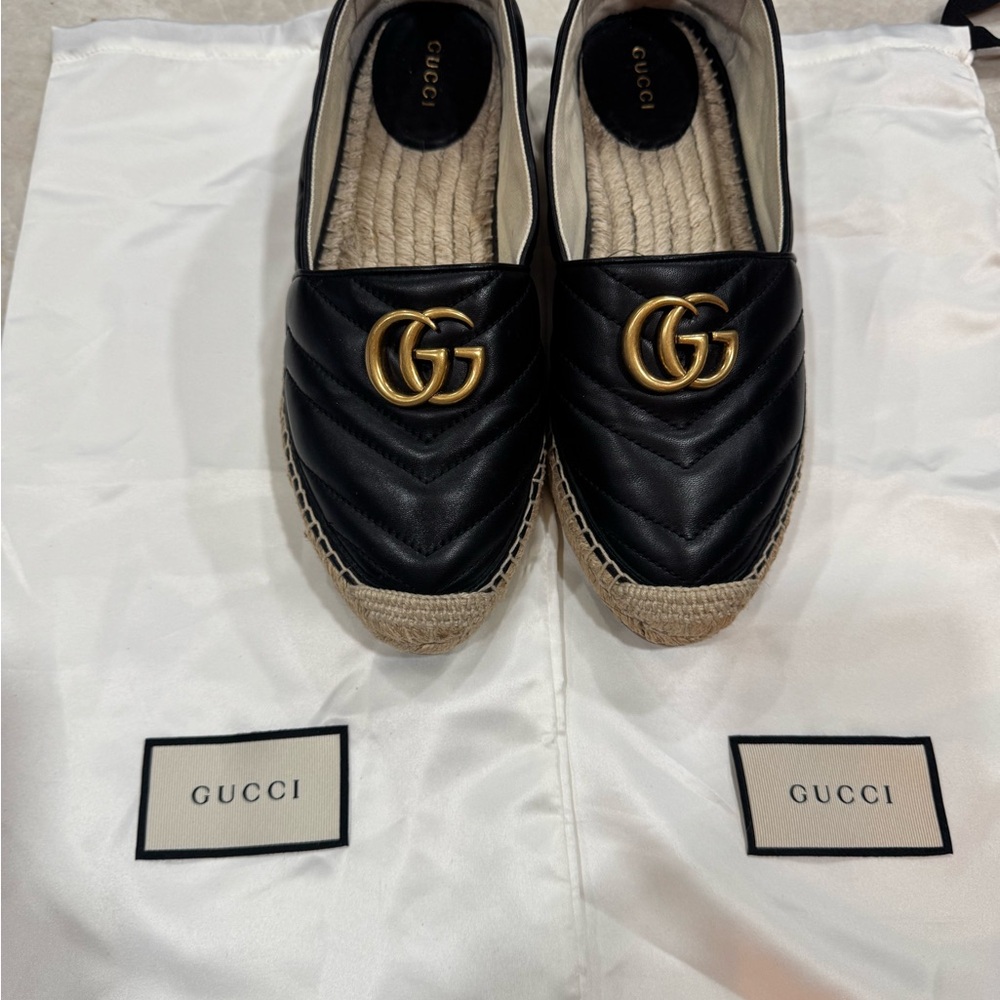Gucci Black Espadrille Flats